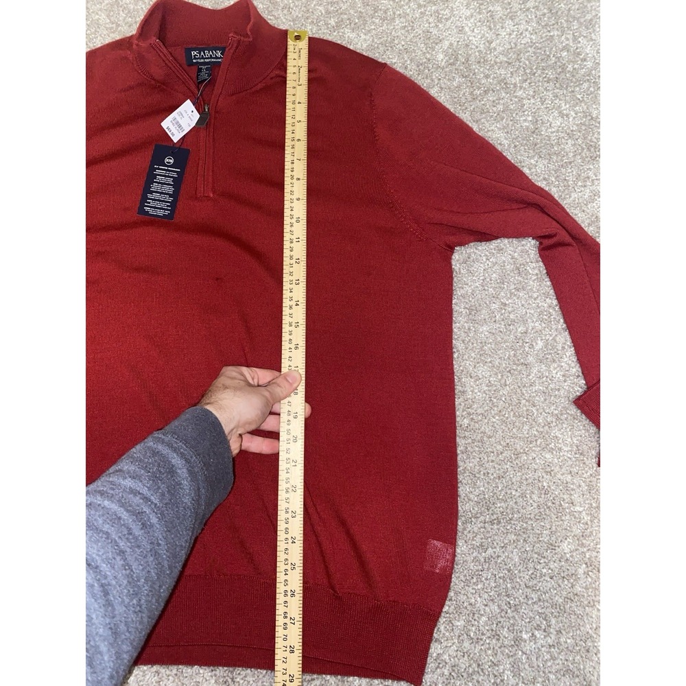 Jos. A Bank Merino Wool/Polyester 1/4 Zip Sweater Red Mens XL Preppy Casual NWT - Picture 10 of 11